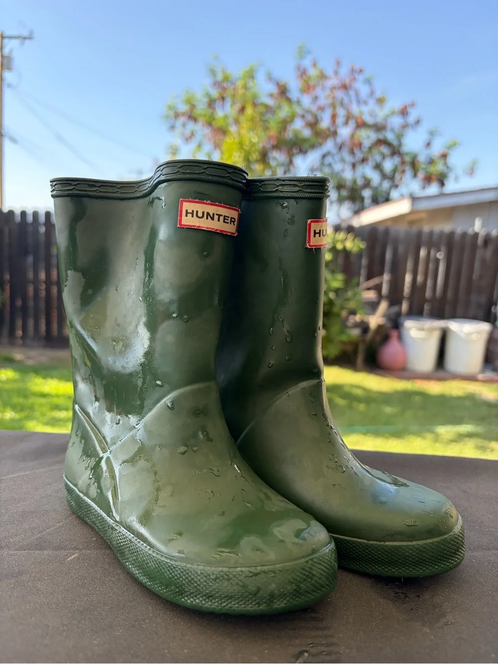 Hunter Kids Olive Green Rain Boots